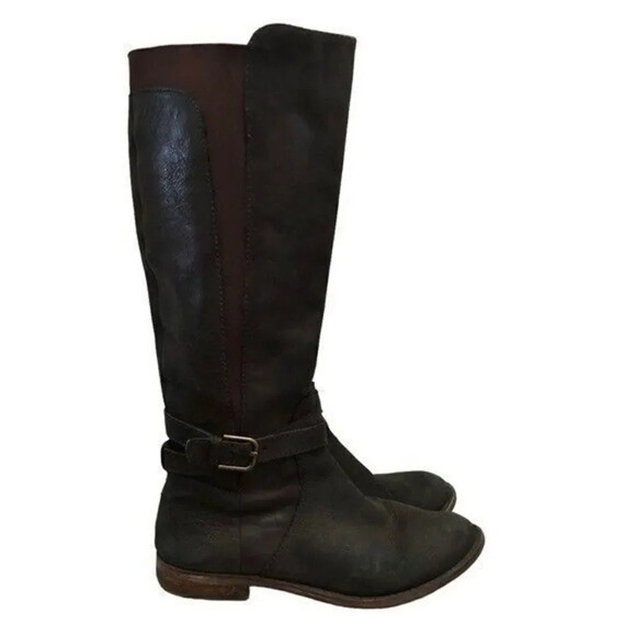 Lucky Brand Espresso Brown Ostrand Leather Riding Boots 8 - Picture 1 of 6